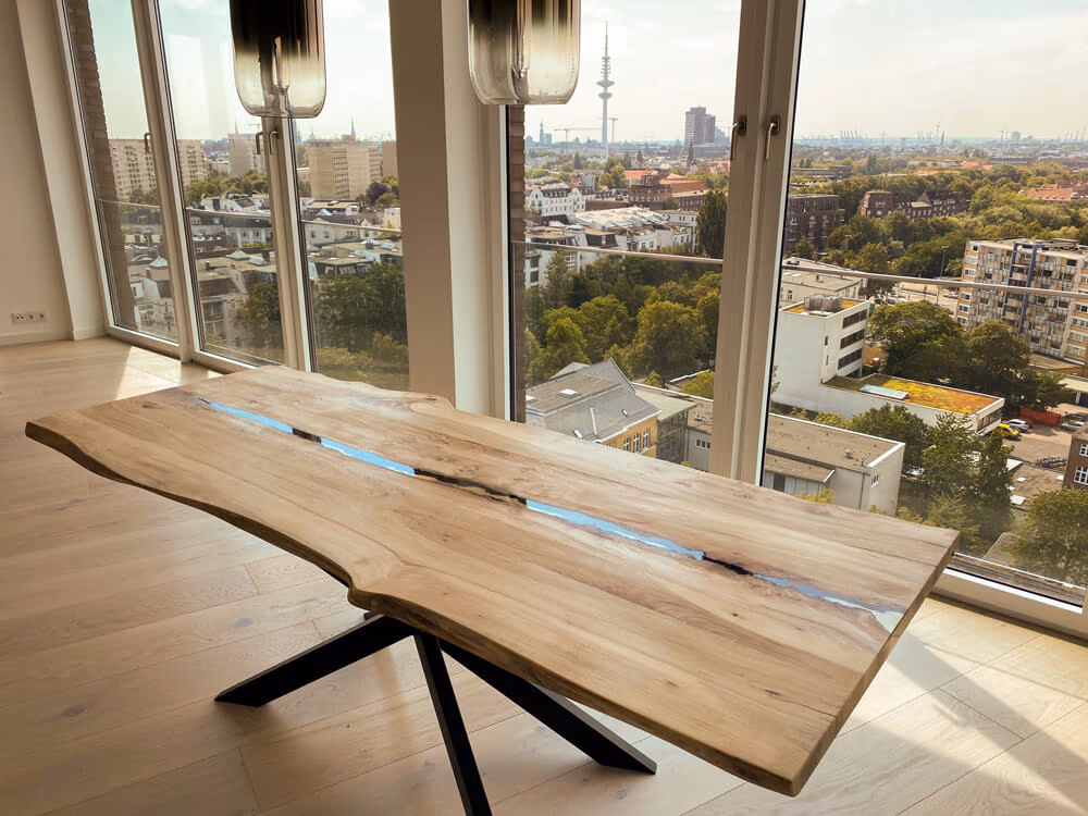 Esstisch Hamburg Massivholz — Rivertable von BRETTArt Hamburg
